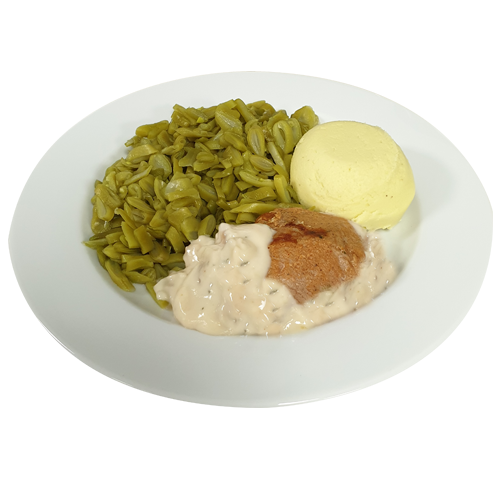 Varkenshaas Champignonsaus Snijbonen Aardappelpuree(natrium/zoutarm) Varkenshaas Champignonsaus Snijbonen Aardappelpuree(natrium/zoutarm)